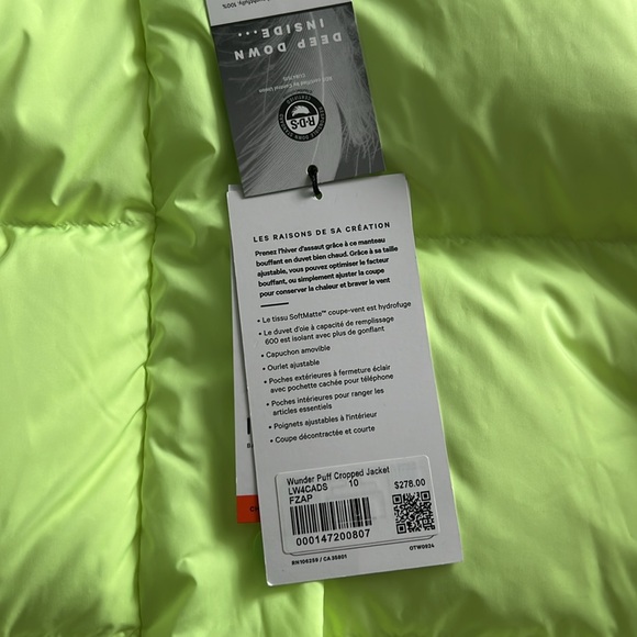 Lululemon Wunder Puff Cropped Jacket Faded Zap Size 10 - Picture 4 of 6